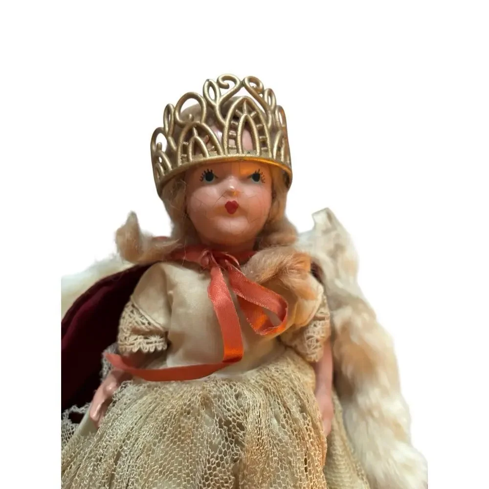 Jointed Hollywood Doll Queen for a Day Blond w Crown & Fur Cape Vintage